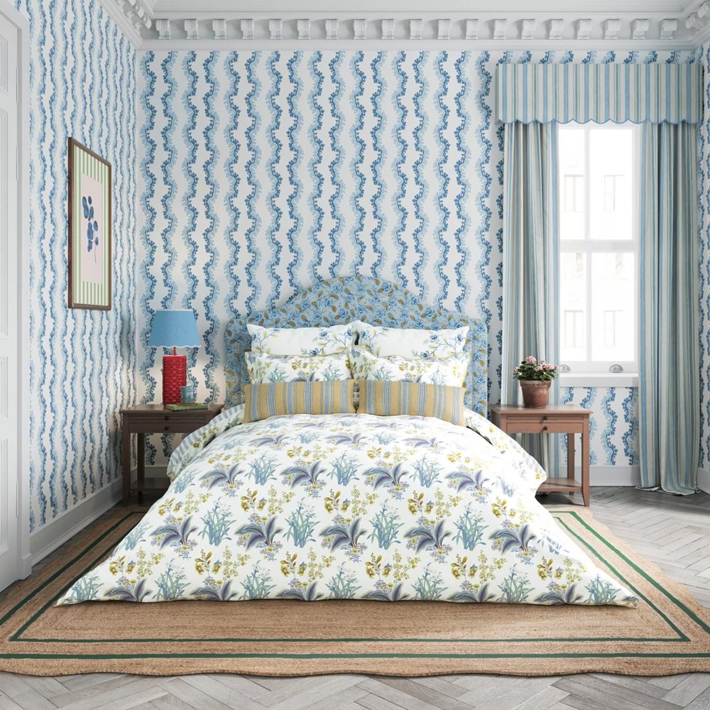 Enys Garden Bedding by Sanderson in Indigo Primrose